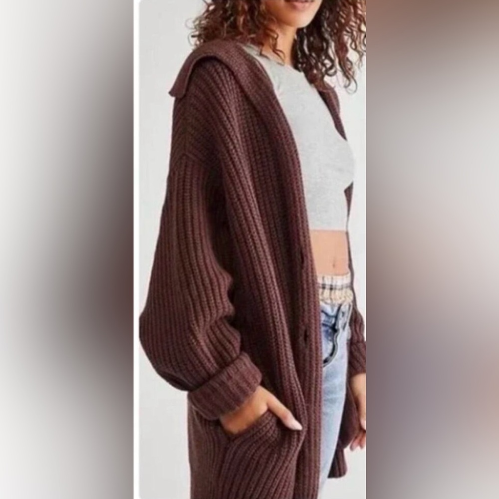 Free People Chocolate Brown Knit Cardigan